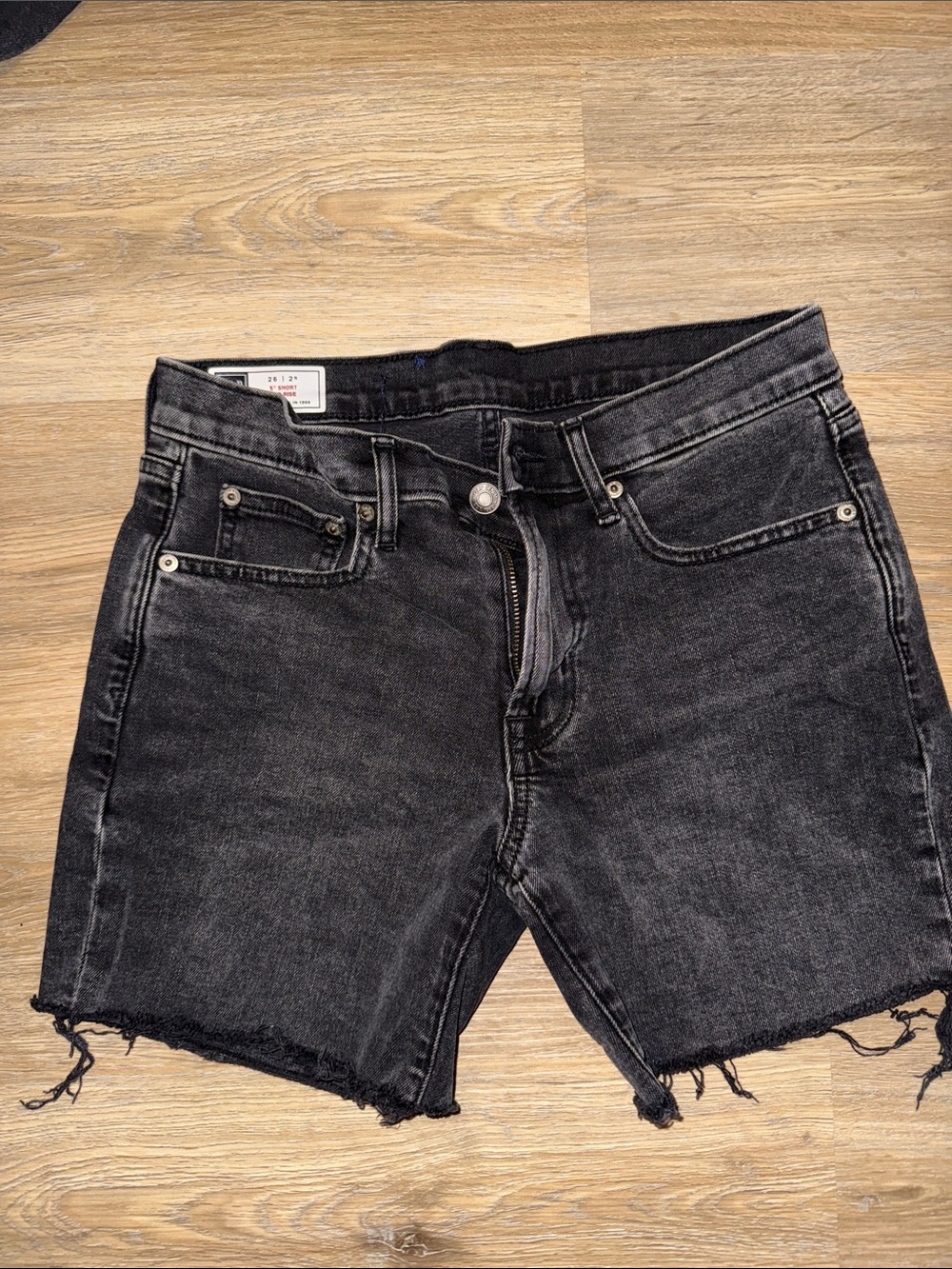GAP Black Distressed Denim Cutoff 5” Shorts